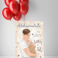 Personalizuota Berniuko Gimimo Metrikų Iliustracija ant drobės  Drobe -  dovanokis.lt