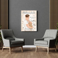 Personalizuota Berniuko Gimimo Metrikų Iliustracija ant drobės  Drobe -  dovanokis.lt