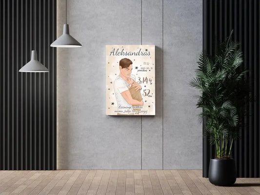 Personalizuota Berniuko Gimimo Metrikų Iliustracija ant drobės  Drobe -  dovanokis.lt