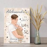 Personalizuota Berniuko Gimimo Metrikų Iliustracija ant drobės  Drobe -  dovanokis.lt