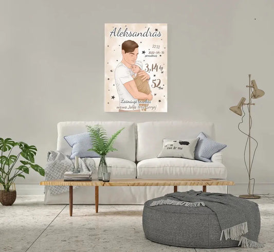 Personalizuota Berniuko Gimimo Metrikų Iliustracija ant drobės  Drobe -  dovanokis.lt
