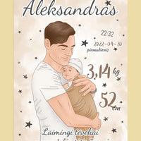 Personalizuota Berniuko Gimimo Metrikų Iliustracija ant drobės  Drobe -  dovanokis.lt