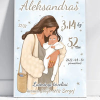 Personalizuota Berniuko Gimimo Metrikų Iliustracija, plakatas su rėmeliu  Customizer -  dovanokis.lt