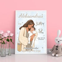 Personalizuota Berniuko Gimimo Metrikų Iliustracija, plakatas su rėmeliu  Customizer -  dovanokis.lt