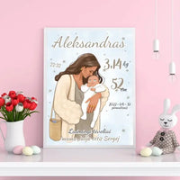Personalizuota Berniuko Gimimo Metrikų Iliustracija, plakatas su rėmeliu  Customizer -  dovanokis.lt
