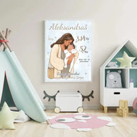 Personalizuota Berniuko Gimimo Metrikų Iliustracija, plakatas su rėmeliu  Customizer -  dovanokis.lt