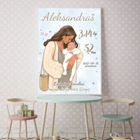 Personalizuota Berniuko Gimimo Metrikų Iliustracija, plakatas su rėmeliu  Customizer -  dovanokis.lt
