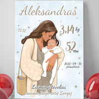Personalizuota Berniuko Gimimo Metrikų Iliustracija ant drobės  Drobe -  dovanokis.lt