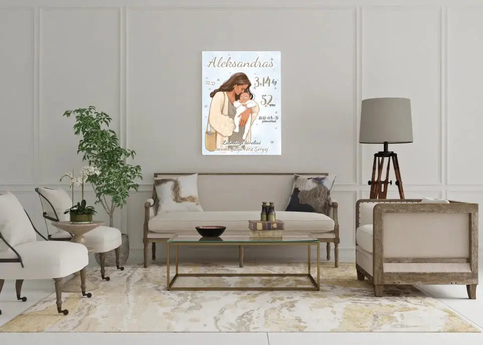 Personalizuota Berniuko Gimimo Metrikų Iliustracija ant drobės  Drobe -  dovanokis.lt