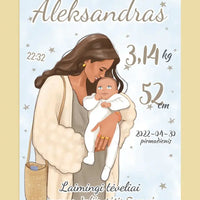 Personalizuota Berniuko Gimimo Metrikų Iliustracija ant drobės  Drobe -  dovanokis.lt