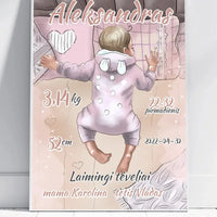 Personalizuota Berniuko Gimimo Metrikų Iliustracija, plakatas su rėmeliu  Customizer -  dovanokis.lt