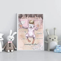 Personalizuota Berniuko Gimimo Metrikų Iliustracija, plakatas su rėmeliu  Customizer -  dovanokis.lt