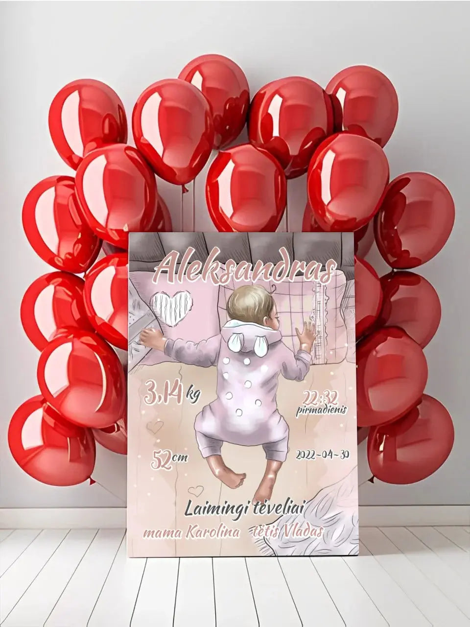 Personalizuota Berniuko Gimimo Metrikų Iliustracija ant drobės  Drobe -  dovanokis.lt