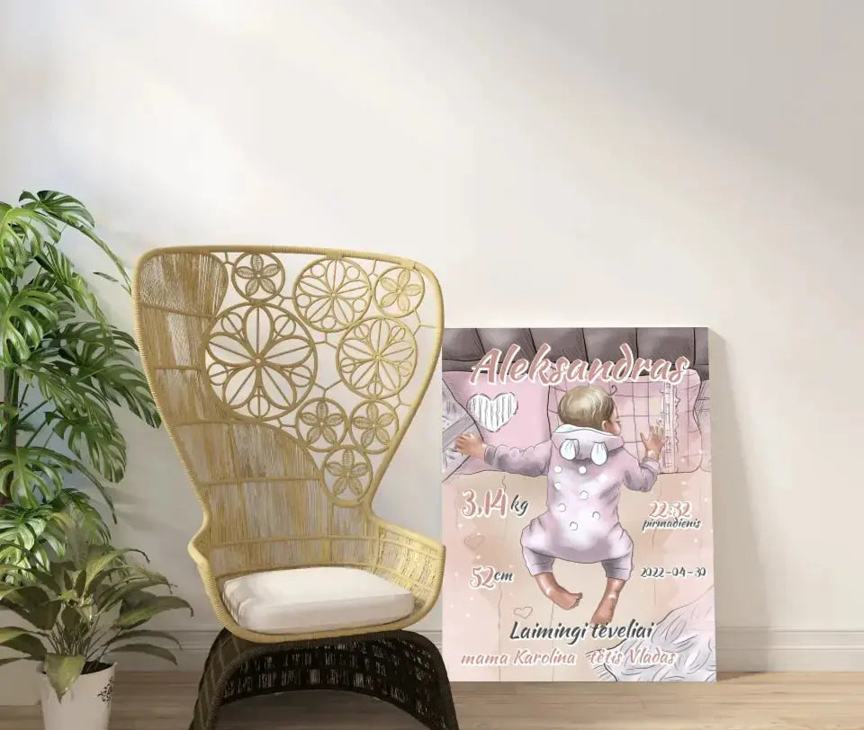 Personalizuota Berniuko Gimimo Metrikų Iliustracija ant drobės  Drobe -  dovanokis.lt