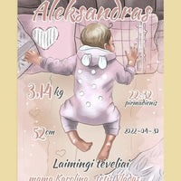 Personalizuota Berniuko Gimimo Metrikų Iliustracija ant drobės  Drobe -  dovanokis.lt