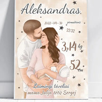 Personalizuota Berniuko Gimimo Metrikų Iliustracija, plakatas su rėmeliu  Customizer -  dovanokis.lt
