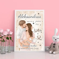 Personalizuota Berniuko Gimimo Metrikų Iliustracija, plakatas su rėmeliu  Customizer -  dovanokis.lt