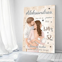 Personalizuota Berniuko Gimimo Metrikų Iliustracija ant drobės  Drobe -  dovanokis.lt