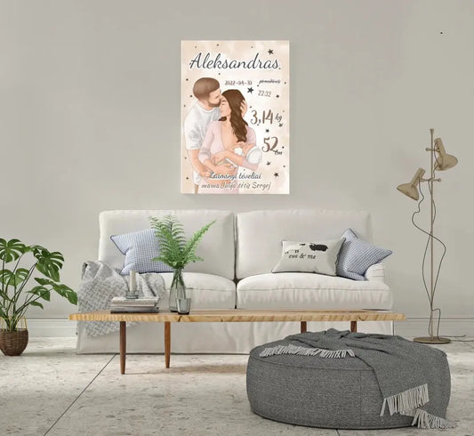 Personalizuota Berniuko Gimimo Metrikų Iliustracija ant drobės  Drobe -  dovanokis.lt