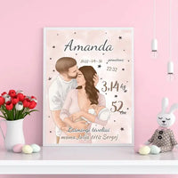 Personalizuota Mergaitės Gimimo Metrikų Iliustracija, plakatas su rėmeliu  Customizer -  dovanokis.lt