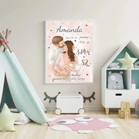 Personalizuota Mergaitės Gimimo Metrikų Iliustracija, plakatas su rėmeliu  Customizer -  dovanokis.lt