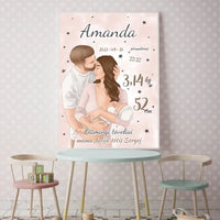 Personalizuota Mergaitės Gimimo Metrikų Iliustracija, plakatas su rėmeliu  Customizer -  dovanokis.lt