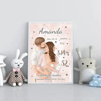 Personalizuota Mergaitės Gimimo Metrikų Iliustracija, plakatas su rėmeliu  Customizer -  dovanokis.lt