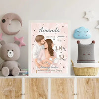 Personalizuota Mergaitės Gimimo Metrikų Iliustracija, plakatas su rėmeliu  Customizer -  dovanokis.lt