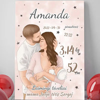 Personalizuota Mergaitės Gimimo Metrikų Iliustracija ant drobės  Drobe -  dovanokis.lt