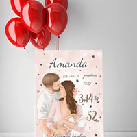 Personalizuota Mergaitės Gimimo Metrikų Iliustracija ant drobės  Drobe -  dovanokis.lt