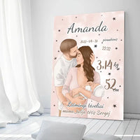 Personalizuota Mergaitės Gimimo Metrikų Iliustracija ant drobės  Drobe -  dovanokis.lt