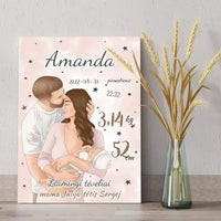 Personalizuota Mergaitės Gimimo Metrikų Iliustracija ant drobės  Drobe -  dovanokis.lt