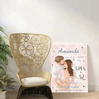 Personalizuota Mergaitės Gimimo Metrikų Iliustracija ant drobės  Drobe -  dovanokis.lt