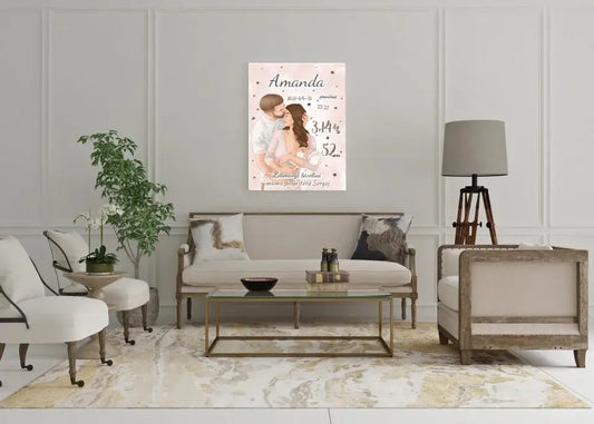 Personalizuota Mergaitės Gimimo Metrikų Iliustracija ant drobės  Drobe -  dovanokis.lt