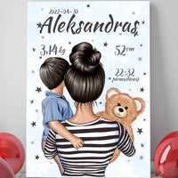 Personalizuota Berniuko Gimimo Metrikų Iliustracija ant drobės  Drobe -  dovanokis.lt