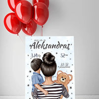 Personalizuota Berniuko Gimimo Metrikų Iliustracija ant drobės  Drobe -  dovanokis.lt