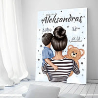 Personalizuota Berniuko Gimimo Metrikų Iliustracija ant drobės  Drobe -  dovanokis.lt