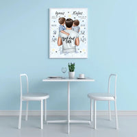 Personalizuota 2 Berniuku Gimimo Metrikų Iliustracija, plakatas su rėmeliu  Customizer -  dovanokis.lt