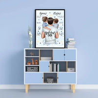 Personalizuota 2 Berniuku Gimimo Metrikų Iliustracija, plakatas su rėmeliu  Customizer -  dovanokis.lt