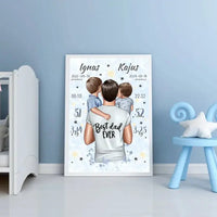 Personalizuota 2 Berniuku Gimimo Metrikų Iliustracija, plakatas su rėmeliu  Customizer -  dovanokis.lt
