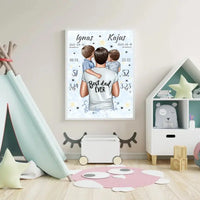 Personalizuota 2 Berniuku Gimimo Metrikų Iliustracija, plakatas su rėmeliu  Customizer -  dovanokis.lt