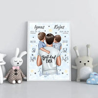 Personalizuota 2 Berniuku Gimimo Metrikų Iliustracija, plakatas su rėmeliu  Customizer -  dovanokis.lt
