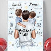 Personalizuota 2 Berniuku Gimimo Metrikų Iliustracija ant drobės  Drobe -  dovanokis.lt