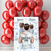 Personalizuota 2 Berniuku Gimimo Metrikų Iliustracija ant drobės  Drobe -  dovanokis.lt