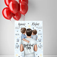 Personalizuota 2 Berniuku Gimimo Metrikų Iliustracija ant drobės  Drobe -  dovanokis.lt