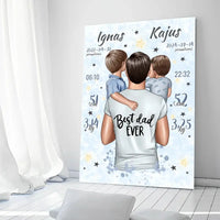 Personalizuota 2 Berniuku Gimimo Metrikų Iliustracija ant drobės  Drobe -  dovanokis.lt