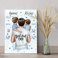 Personalizuota 2 Berniuku Gimimo Metrikų Iliustracija ant drobės  Drobe -  dovanokis.lt