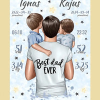 Personalizuota 2 Berniuku Gimimo Metrikų Iliustracija ant drobės  Drobe -  dovanokis.lt