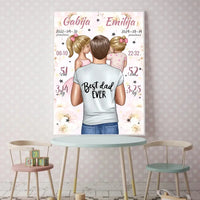 Personalizuota 2 Mergaičiu Gimimo Metrikų Iliustracija, plakatas su rėmeliu  Customizer -  dovanokis.lt