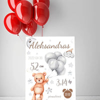 Personalizuota Vaiko Gimimo Metrikų Iliustracija ant drobės  Drobe -  dovanokis.lt